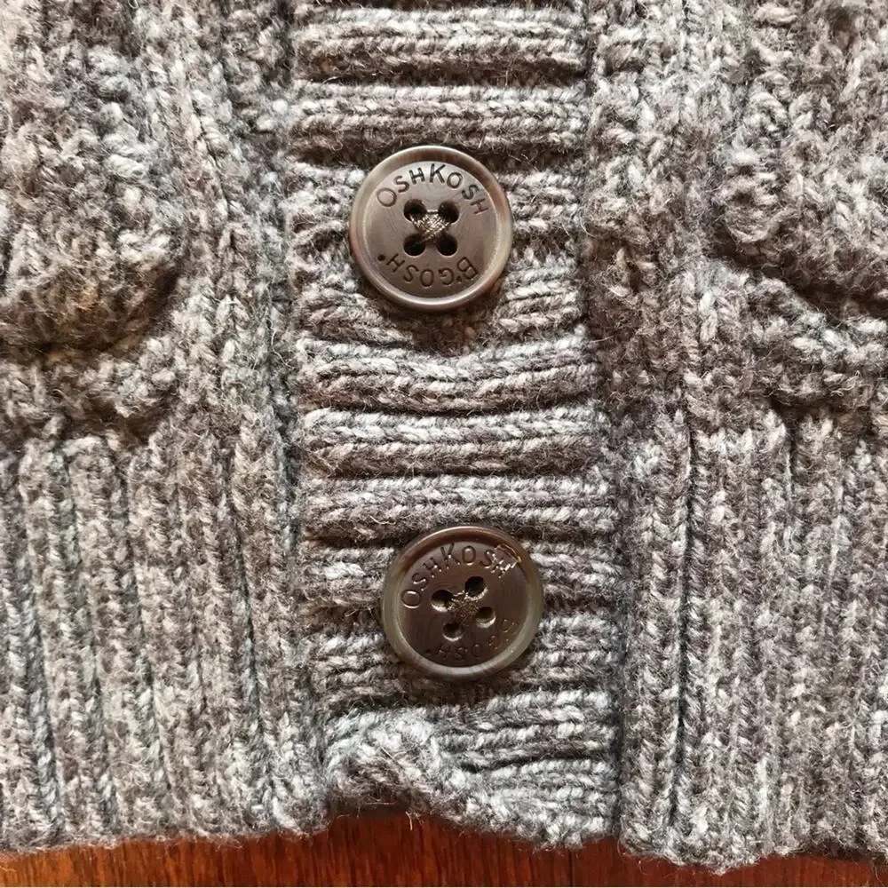 OshKosh B’Gosh, Cozy Gray Cardigan, Shawl Collar, Size 3 Months
